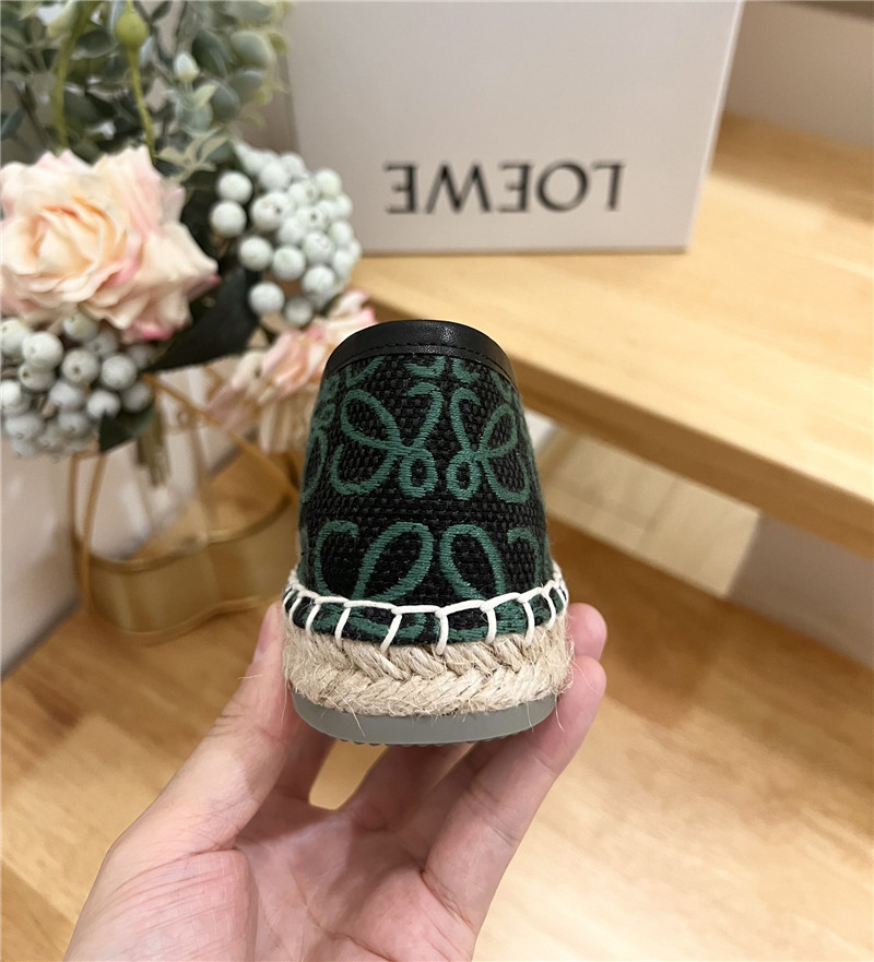 L0ew* anagram jacquard espadrilles black and green