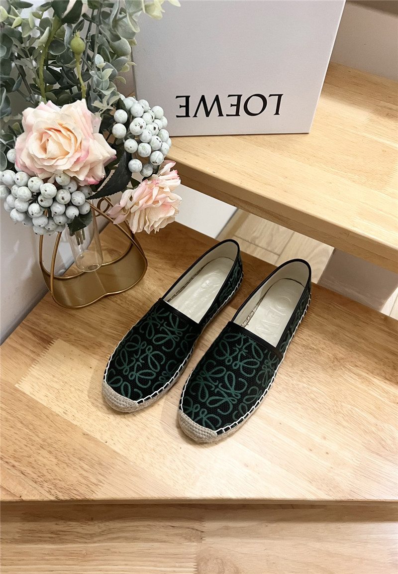 L0ew* anagram jacquard espadrilles black and green