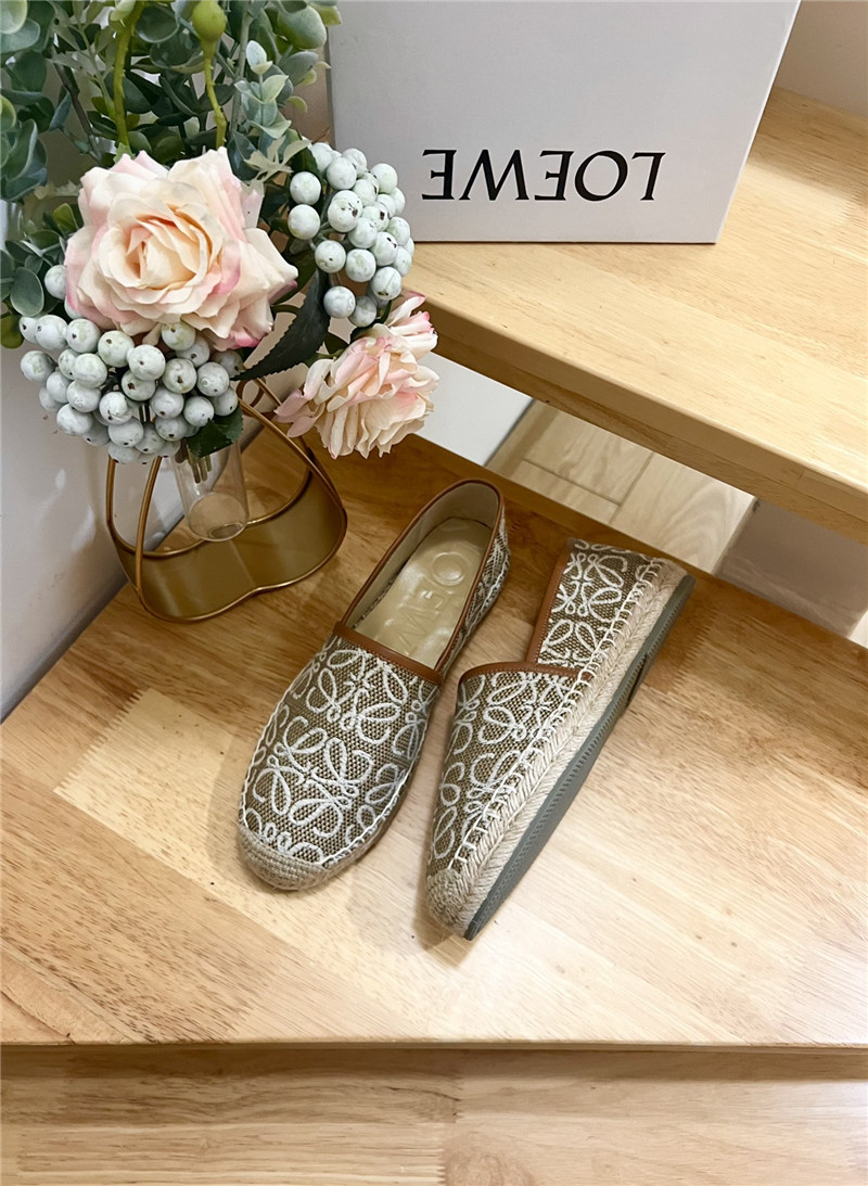 L0ew* anagram jacquard espadrilles beige and white