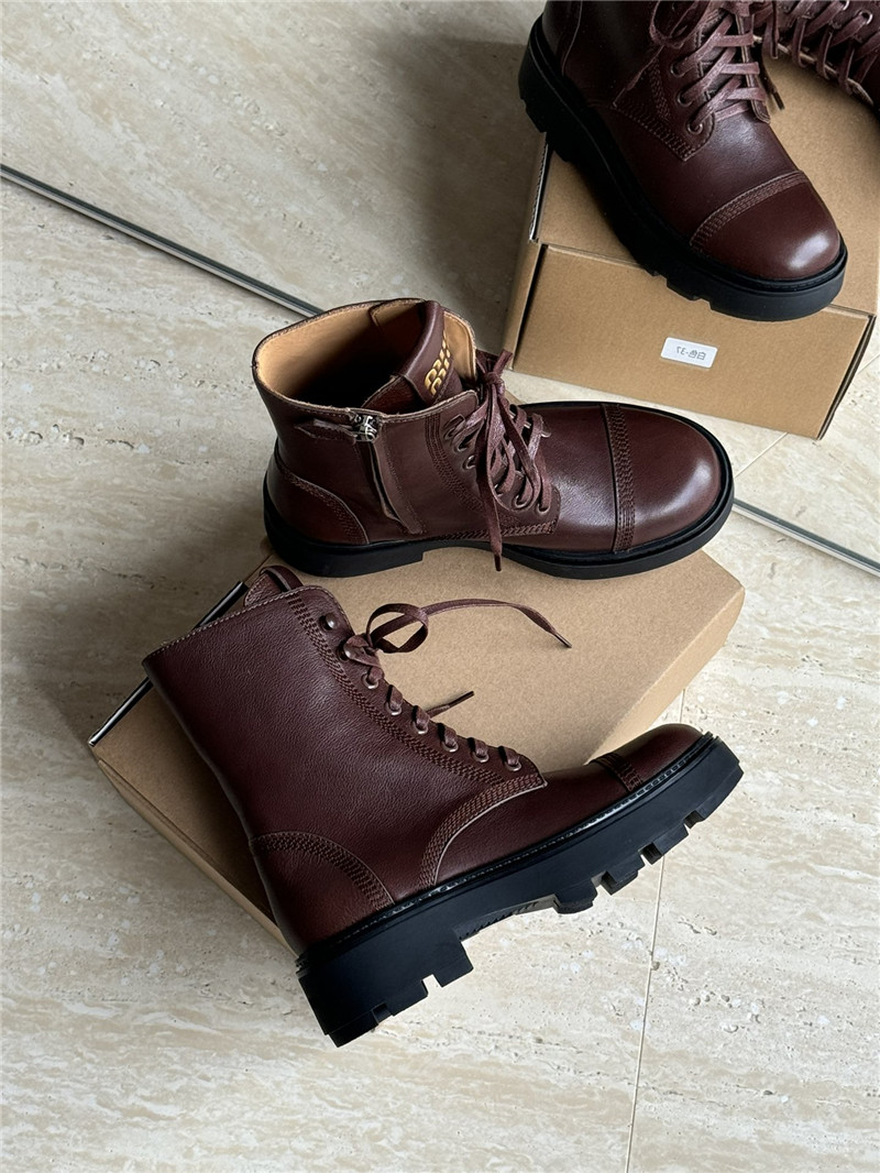 Miu Miu Burgundy Leather Lace-Up Boot