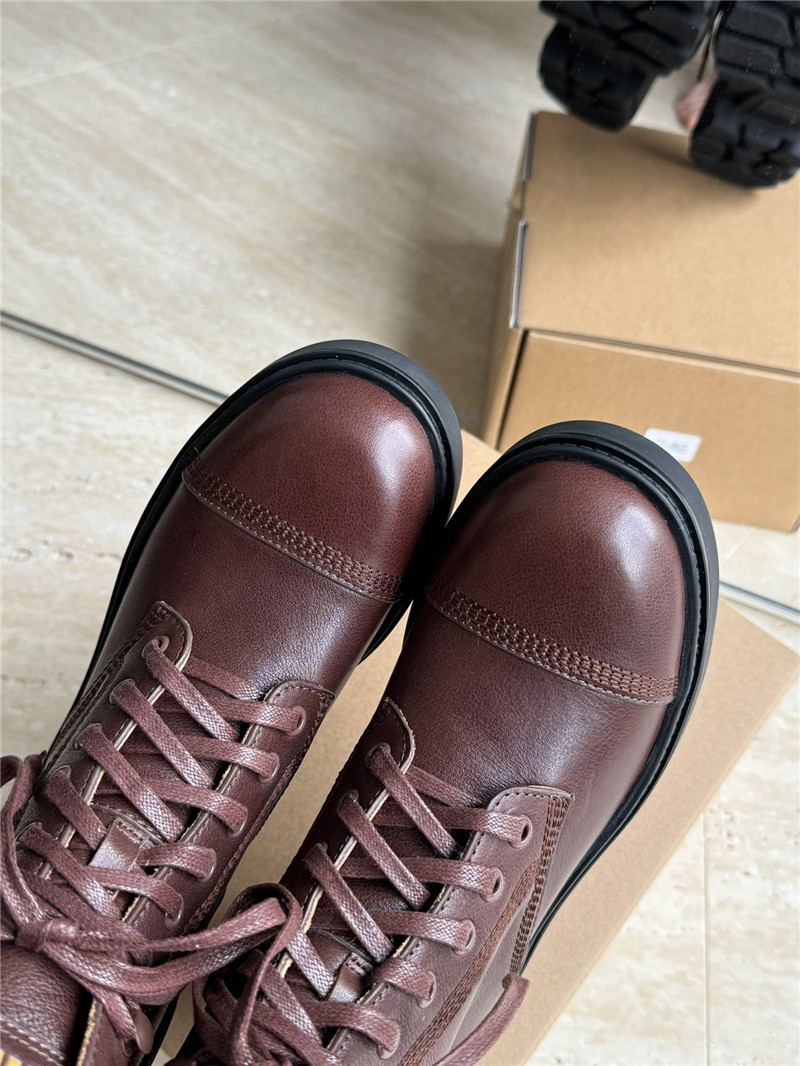 Miu Miu Burgundy Leather Lace-Up Boot