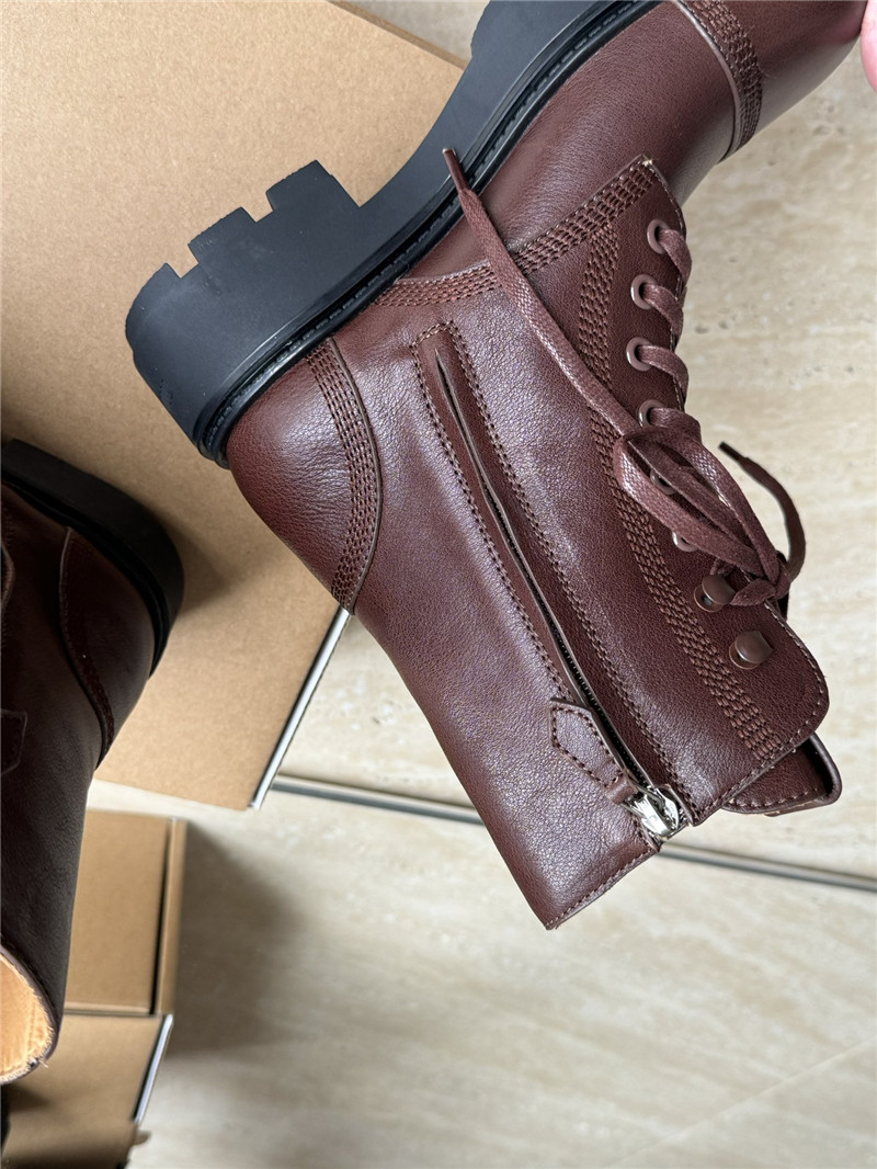 Miu Miu Burgundy Leather Lace-Up Boot
