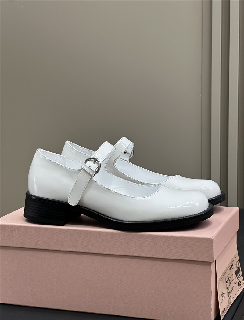 Miu Miu White Patent Leather Mary Jane Shoes