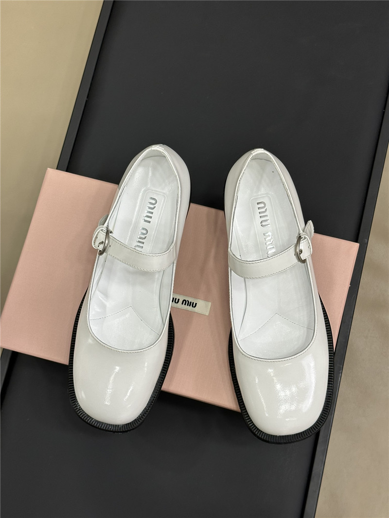 Miu Miu White Patent Leather Mary Jane Shoes