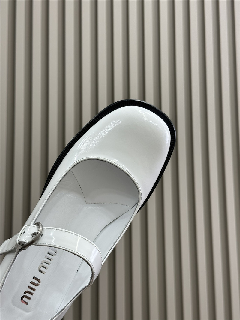 Miu Miu White Patent Leather Mary Jane Shoes