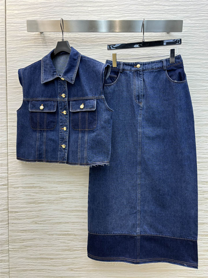 l0vis Vvtt0n lv topstitched vest denim suit replica clothes