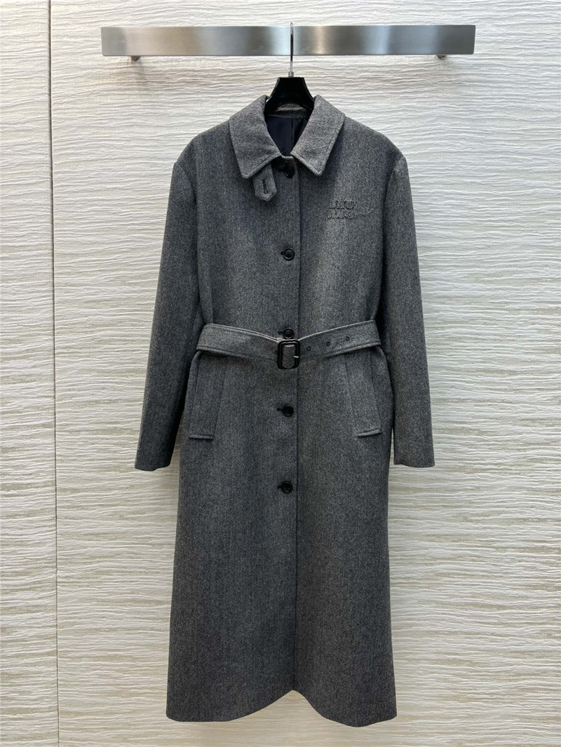M1um1u herringbone lapel long coat replicas clothes