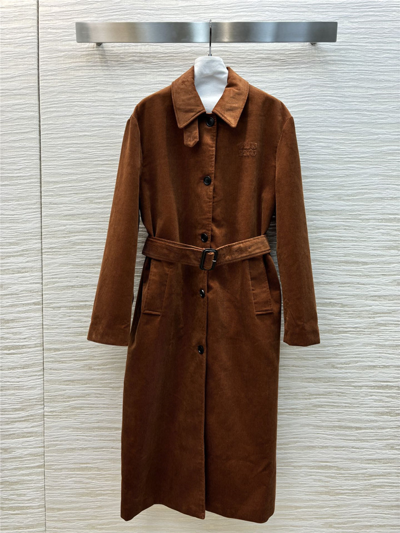 M1um1u corduroy lapel long coat replica d&g clothing