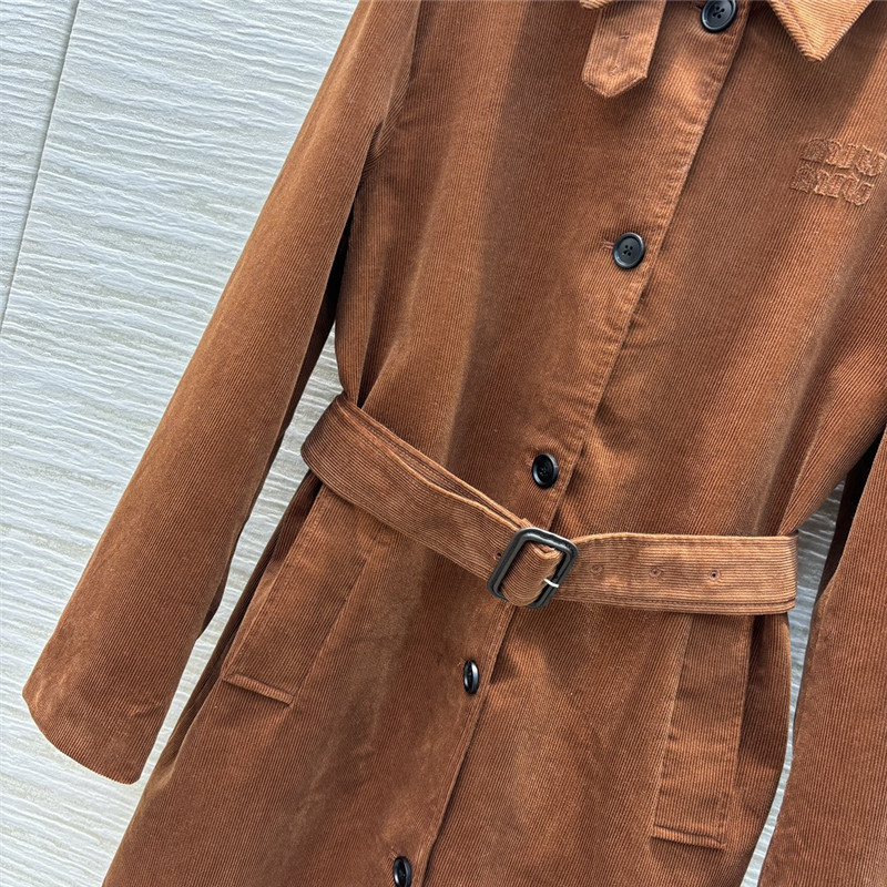 M1um1u corduroy lapel long coat replica d&g clothing