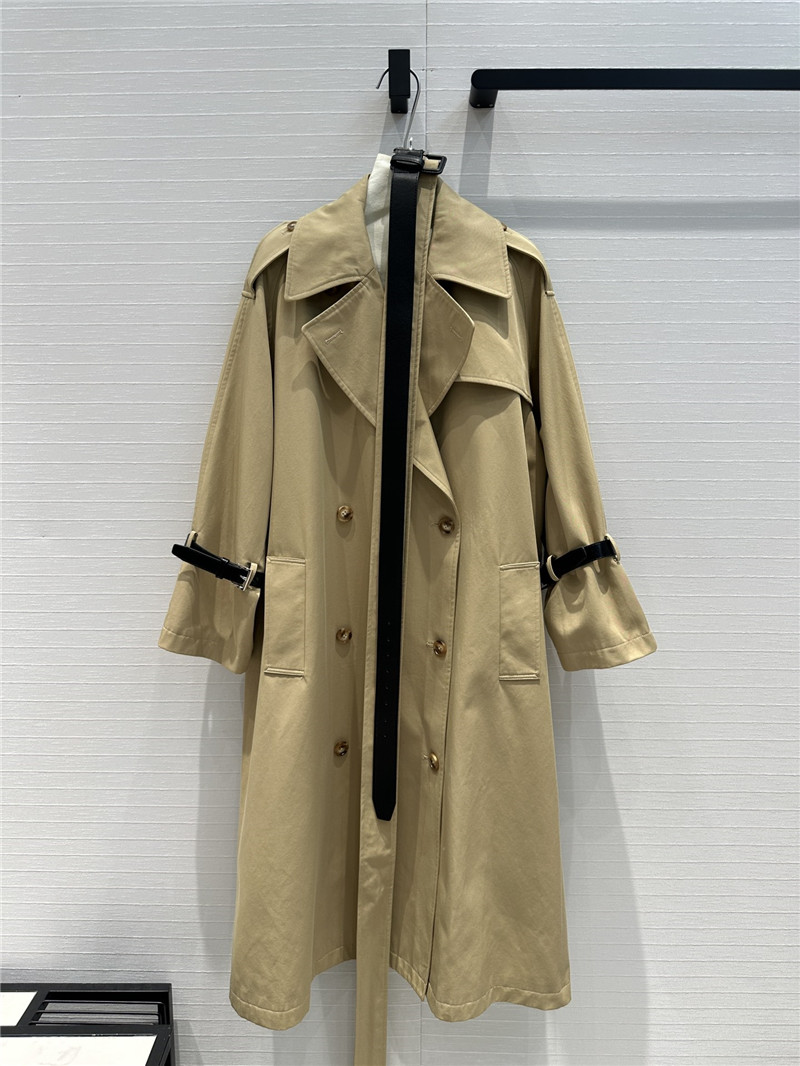 Pra*a waisted long trench coat replica clothing