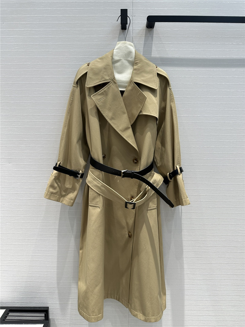 Pra*a waisted long trench coat replica clothing