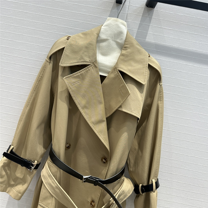 Pra*a waisted long trench coat replica clothing