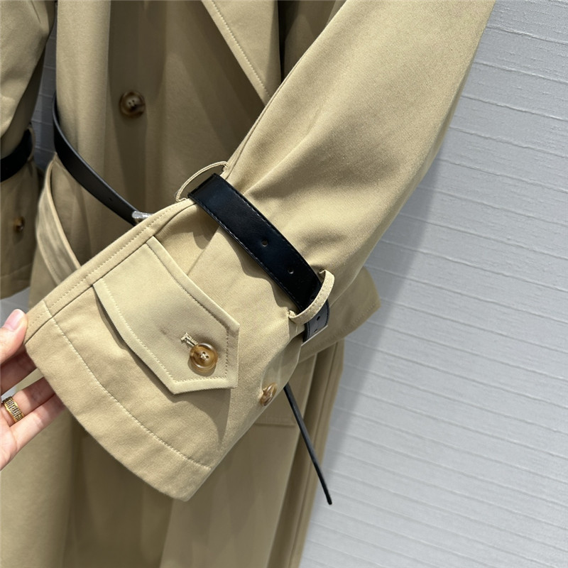 Pra*a waisted long trench coat replica clothing