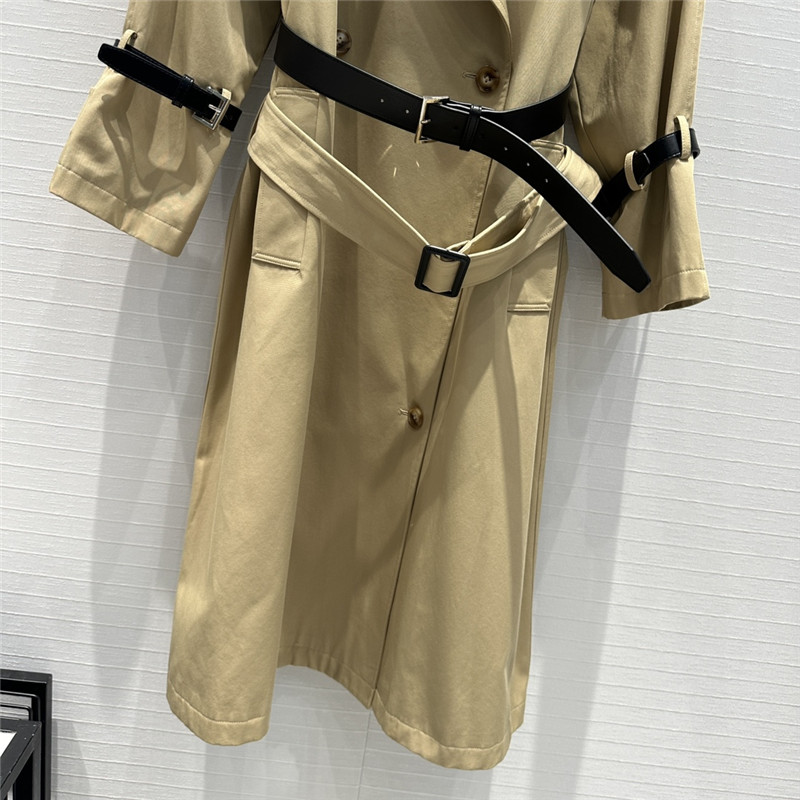 Pra*a waisted long trench coat replica clothing