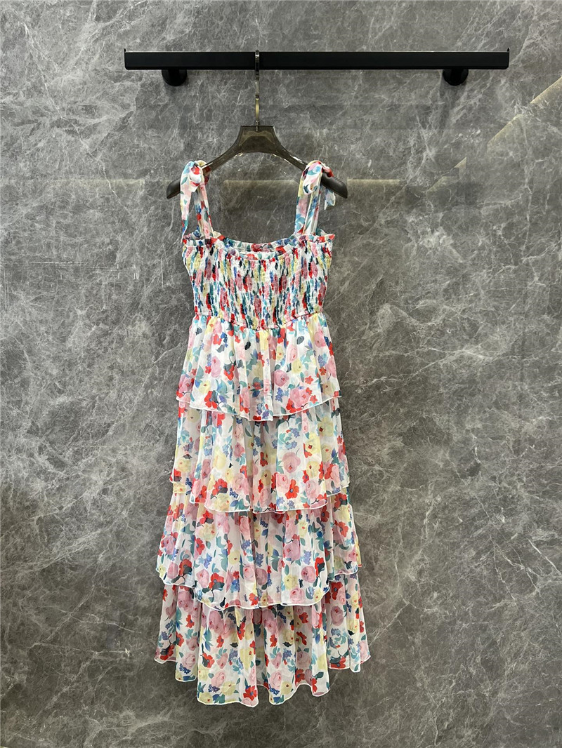 Ganni small floral ruffle sling cake dress replica clothing sites