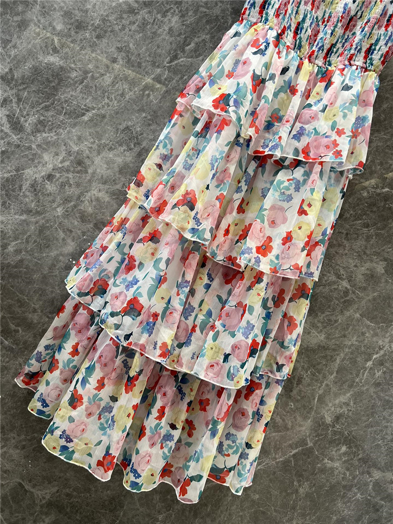 Ganni small floral ruffle sling cake dress replica clothing sites