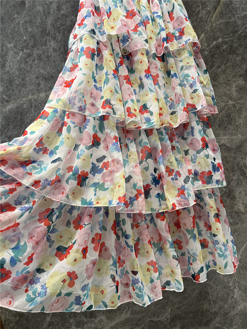 Ganni small floral ruffle sling cake dress replica clothing sites
