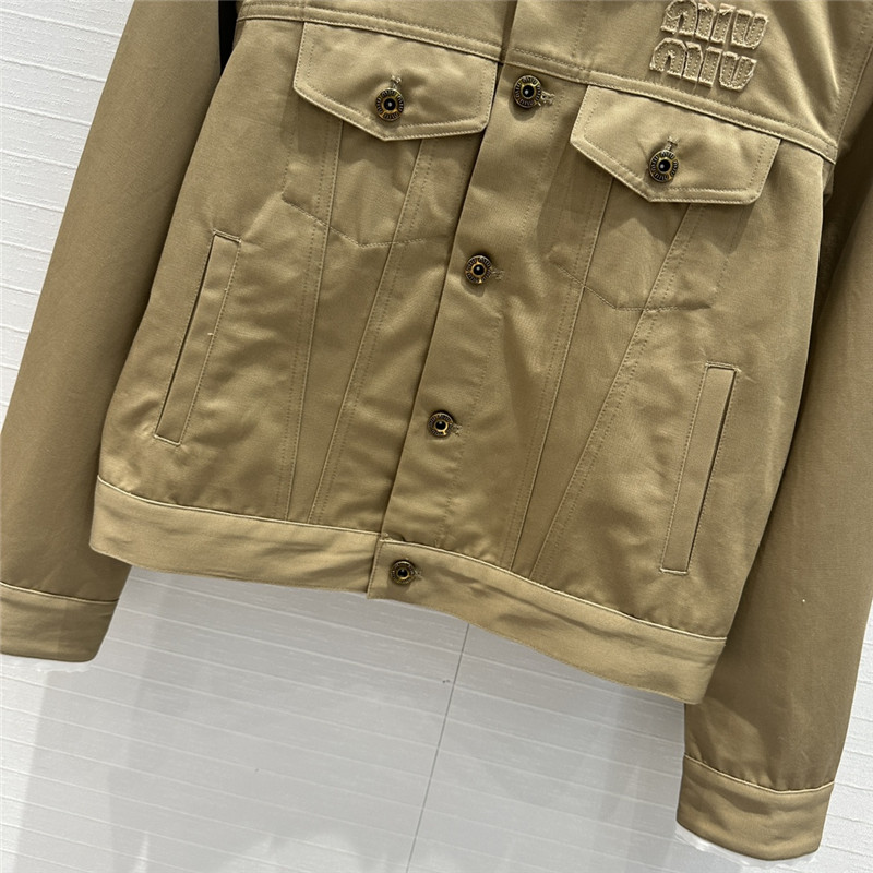 M1um1u khaki contrast lapel jacket replica clothes
