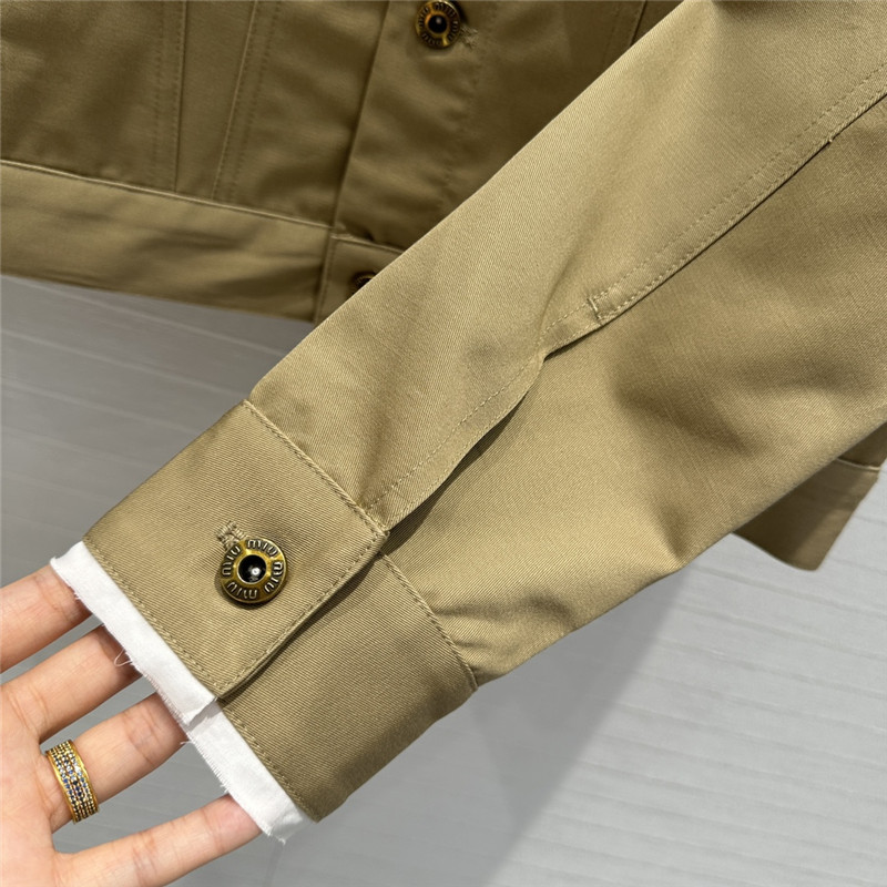 M1um1u khaki contrast lapel jacket replica clothes