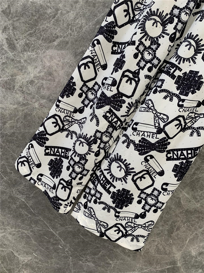 Ch**el elastic waist wide leg pants replica clothes