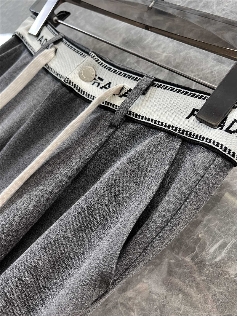 Pra*a letter webbing waist drawstring overalls replica clothes