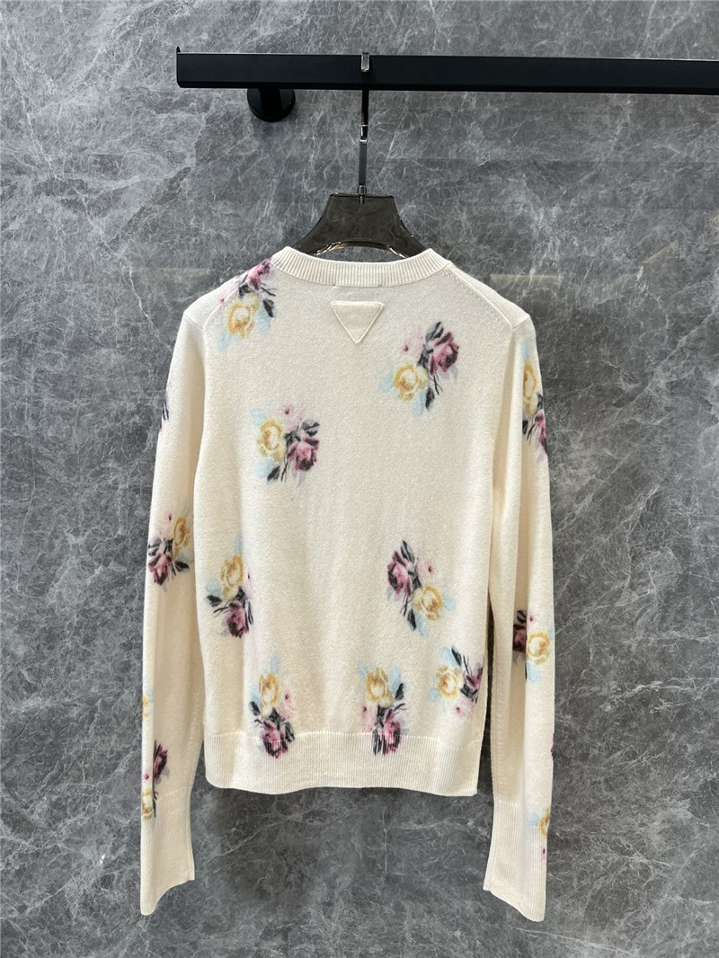 Pra*a floral wool knitted cardigan replica clothes