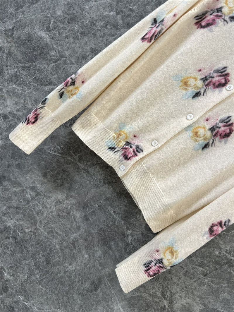 Pra*a floral wool knitted cardigan replica clothes