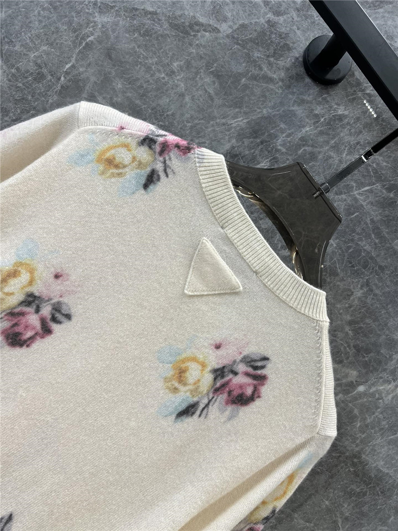 Pra*a floral wool knitted cardigan replica clothes