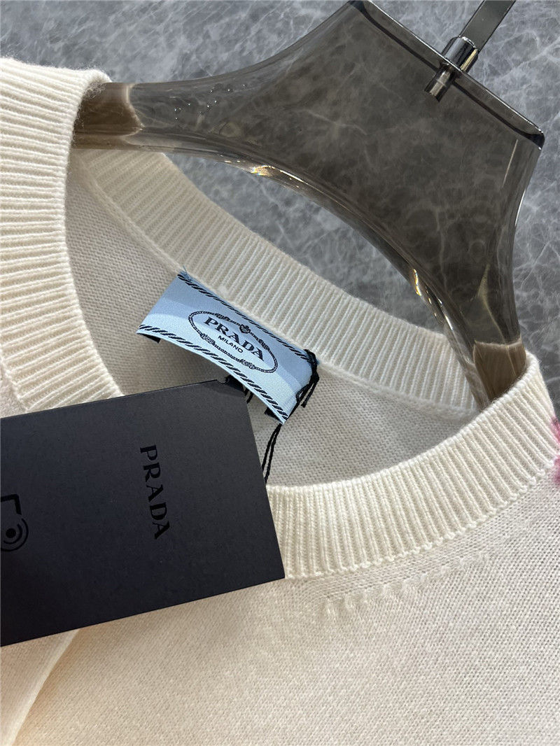 Pra*a floral wool knitted cardigan replica clothes