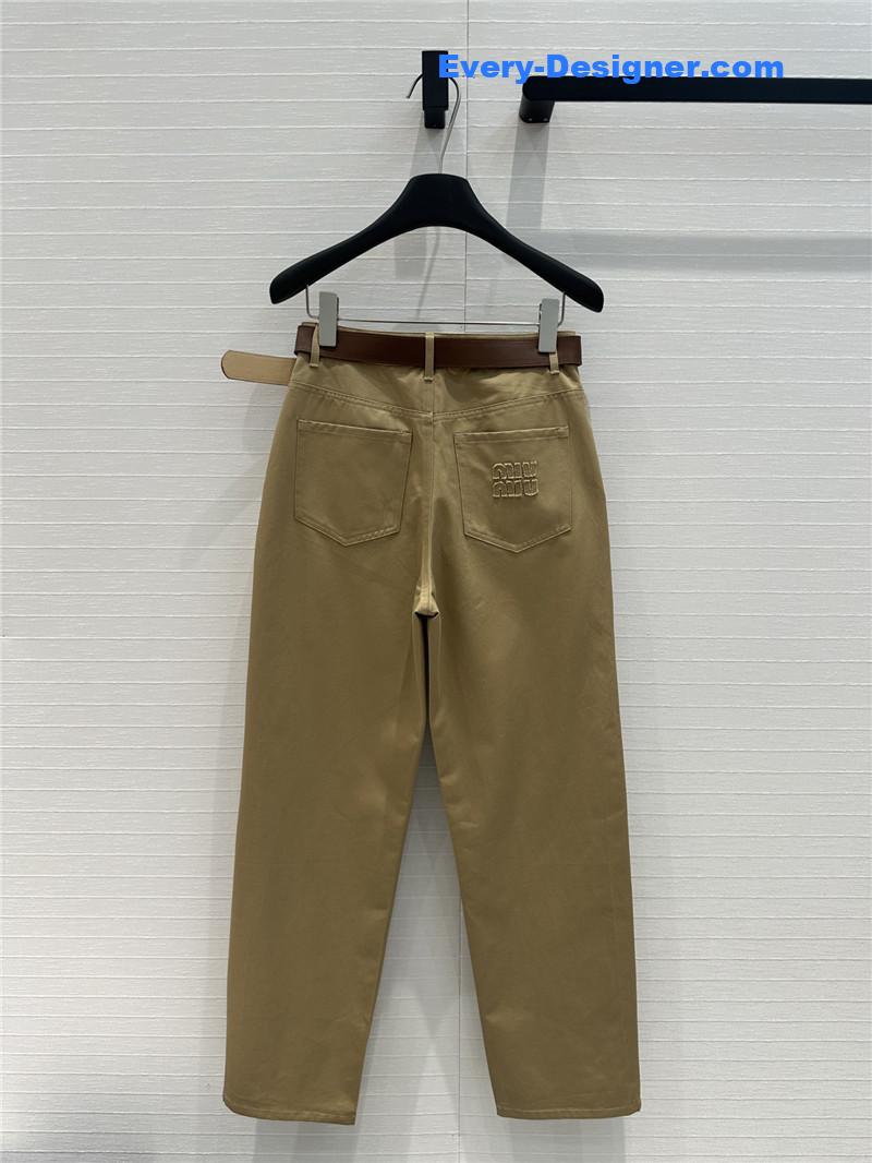 M1um1u khaki small straight pants replica clothing sites