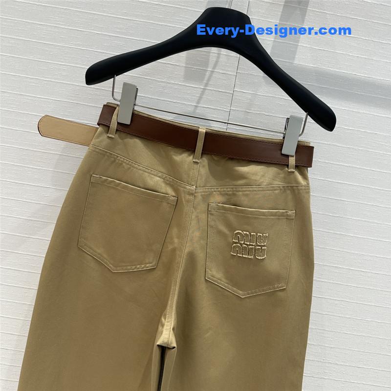 M1um1u khaki small straight pants replica clothing sites