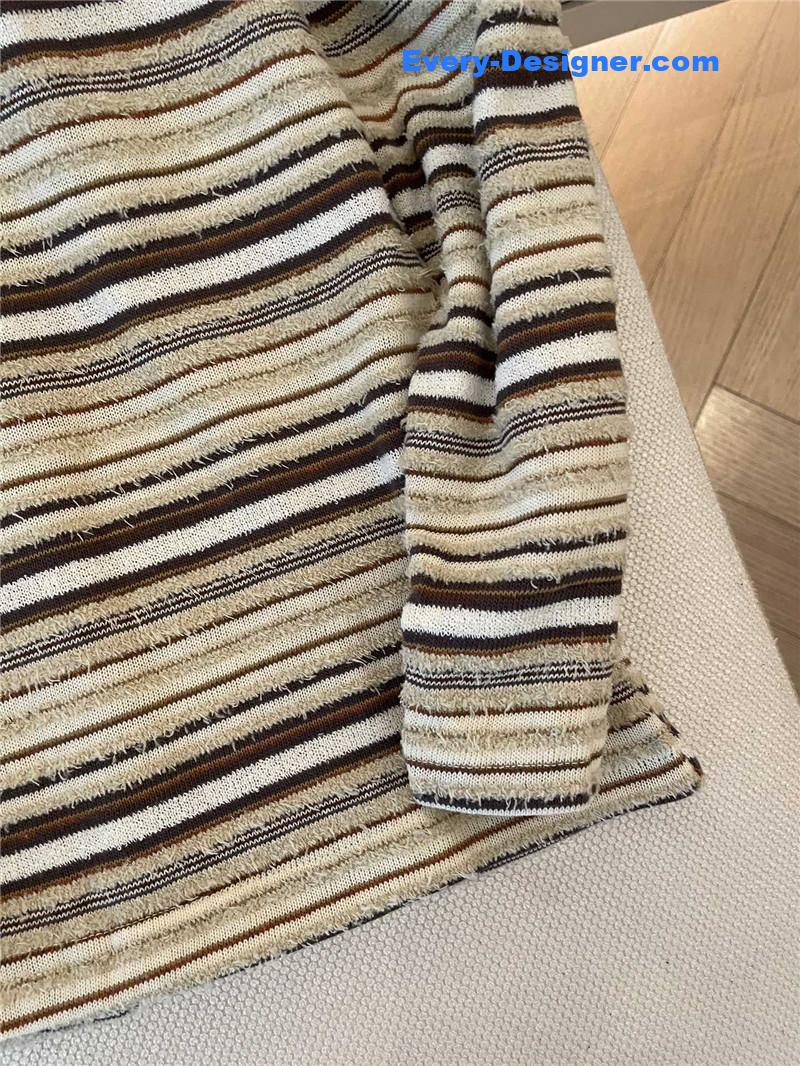 Ch**el round neck striped long sleeve replica designer clothes