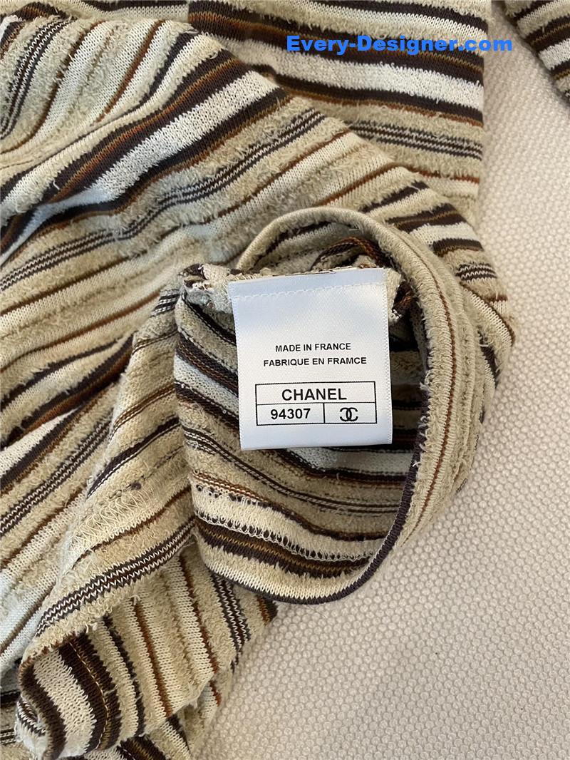 Ch**el round neck striped long sleeve replica designer clothes