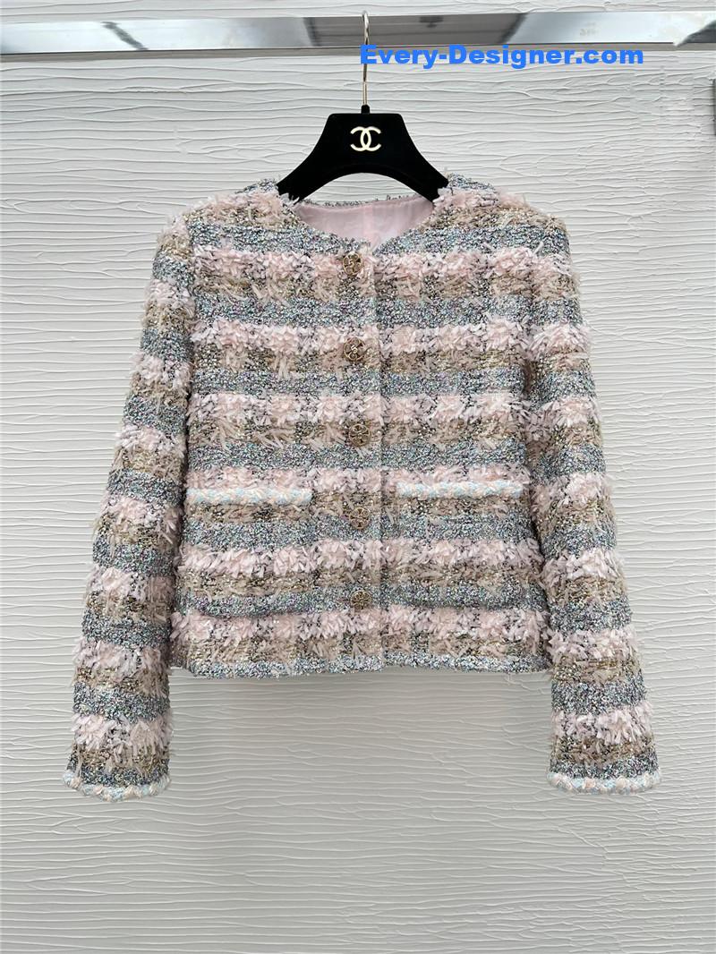 Ch**el striped pink coat replica d&g clothing