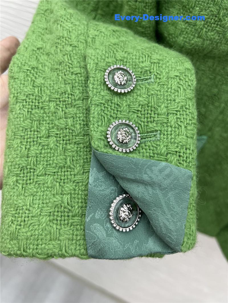 Ch**el ruffles light green tweed jacket