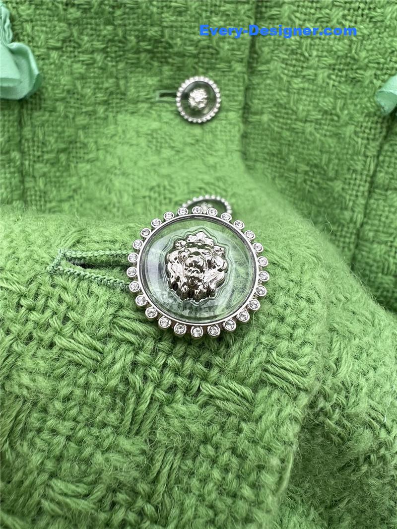 Ch**el ruffles light green tweed jacket