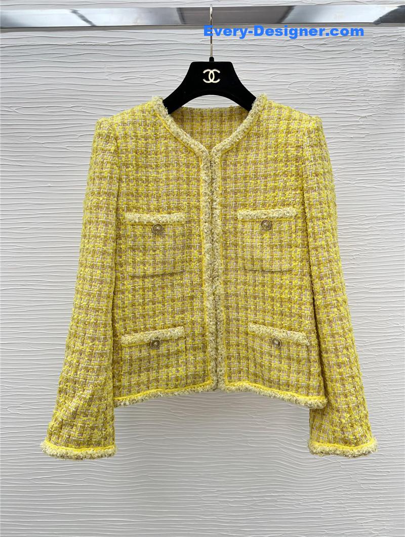 Ch**el woven small v collar coat replica d&g clothing