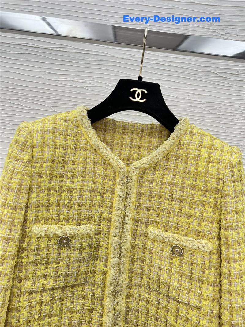 Ch**el woven small v collar coat replica d&g clothing