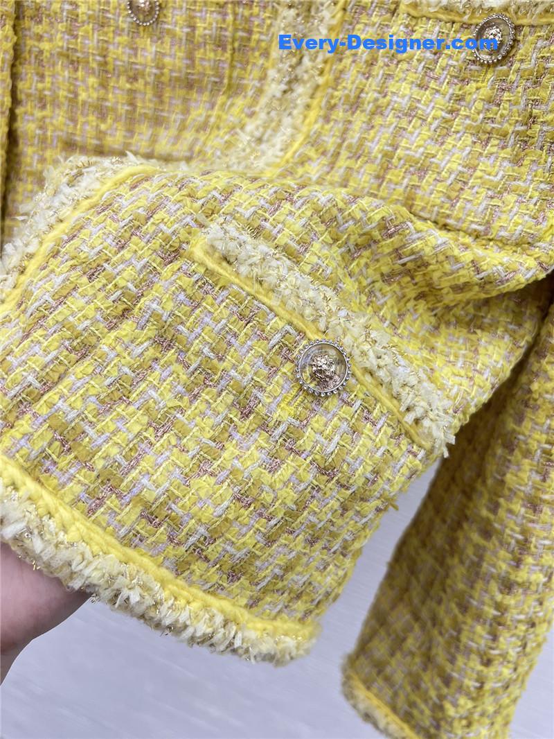 Ch**el woven small v collar coat replica d&g clothing