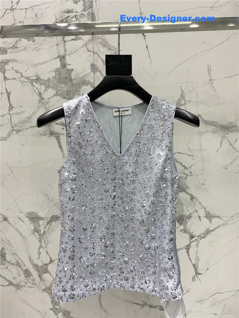 Y51 sequined acetate wrinkled vest set replica d&g clothing