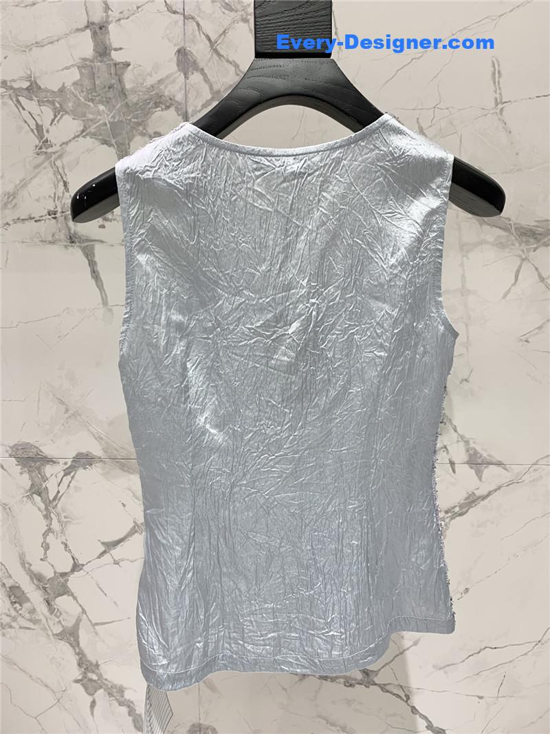 Y51 sequined acetate wrinkled vest set replica d&g clothing