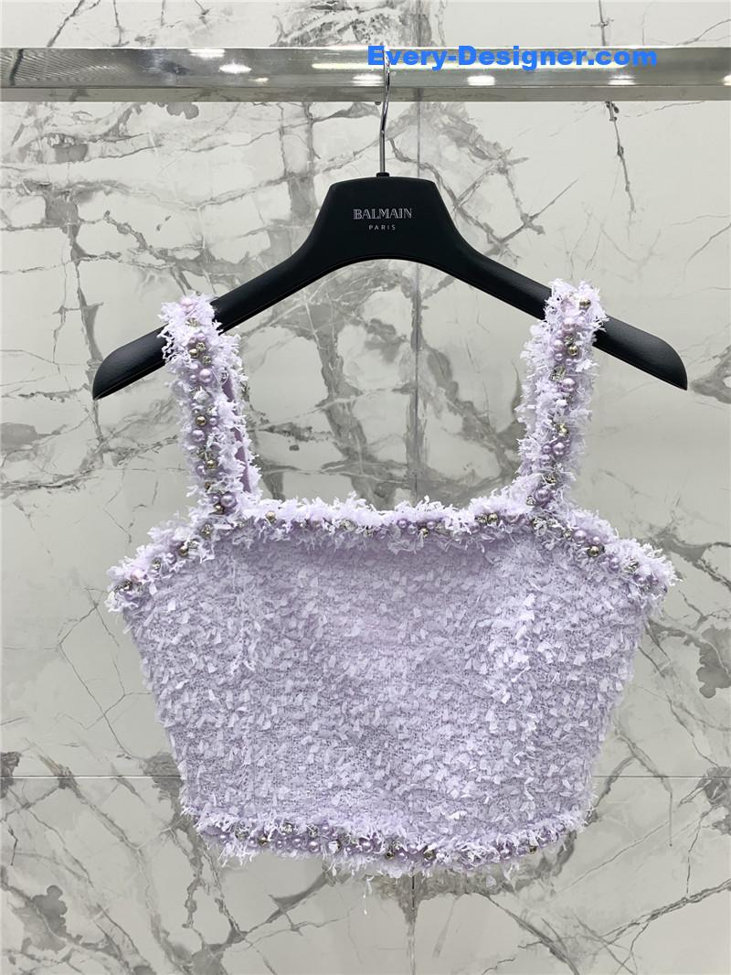 Balmain light purple woolen suit cheap replica designer clothes