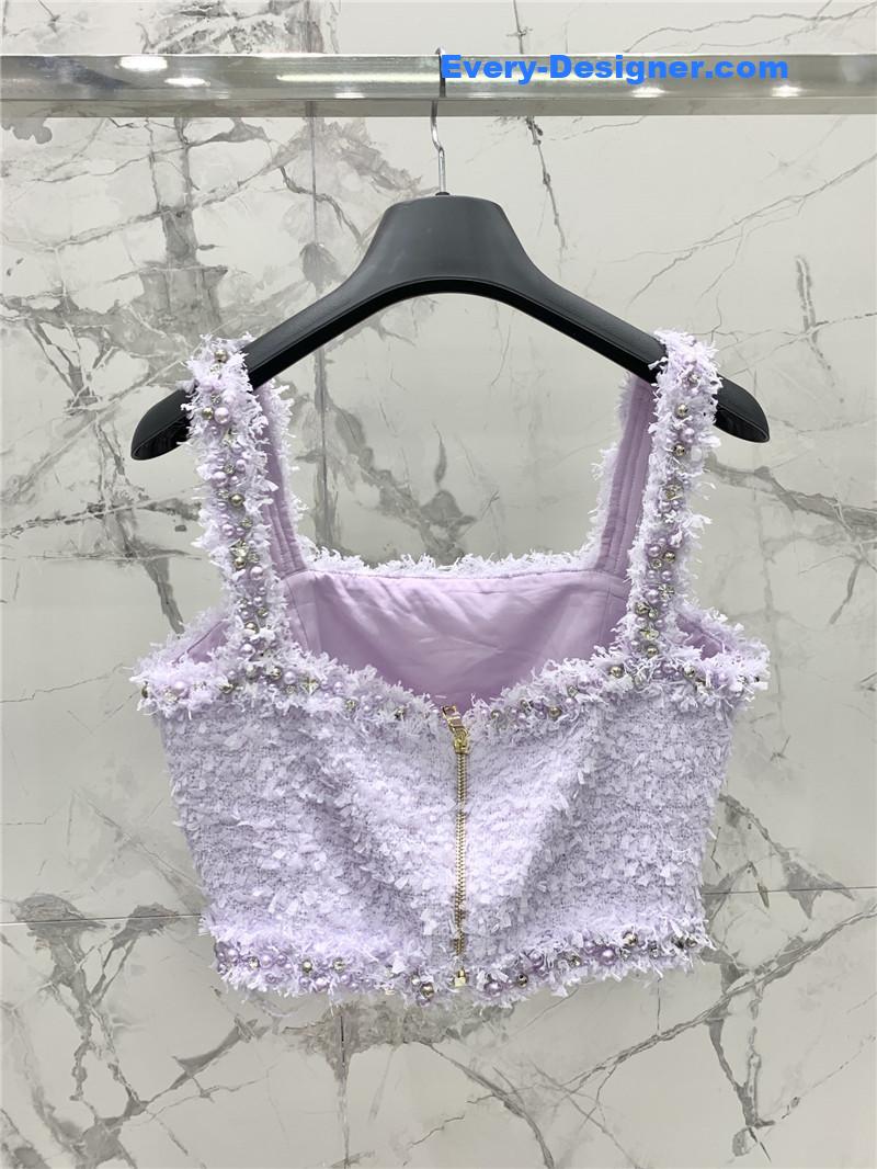 Balmain light purple woolen suit cheap replica designer clothes