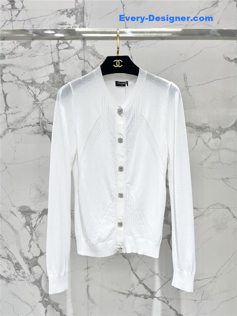 Ch**el hollow knit crew neck cardigan replica d&g clothing