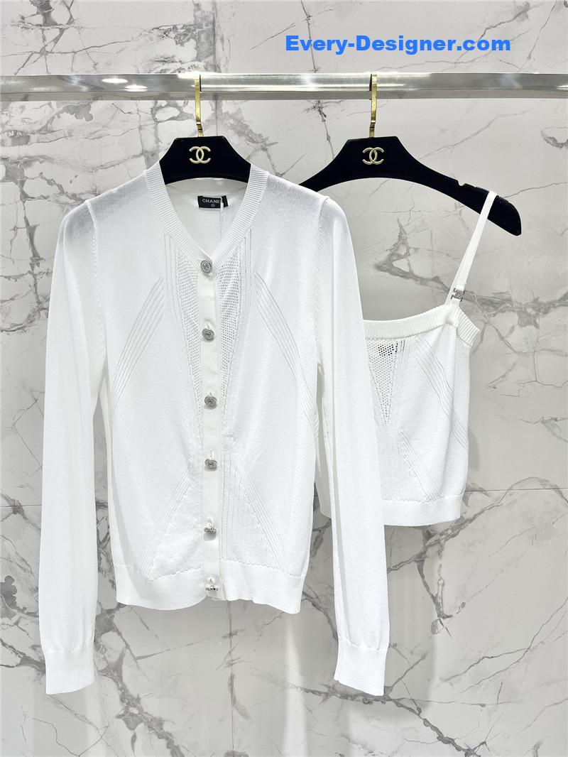 Ch**el hollow knit crew neck cardigan replica d&g clothing