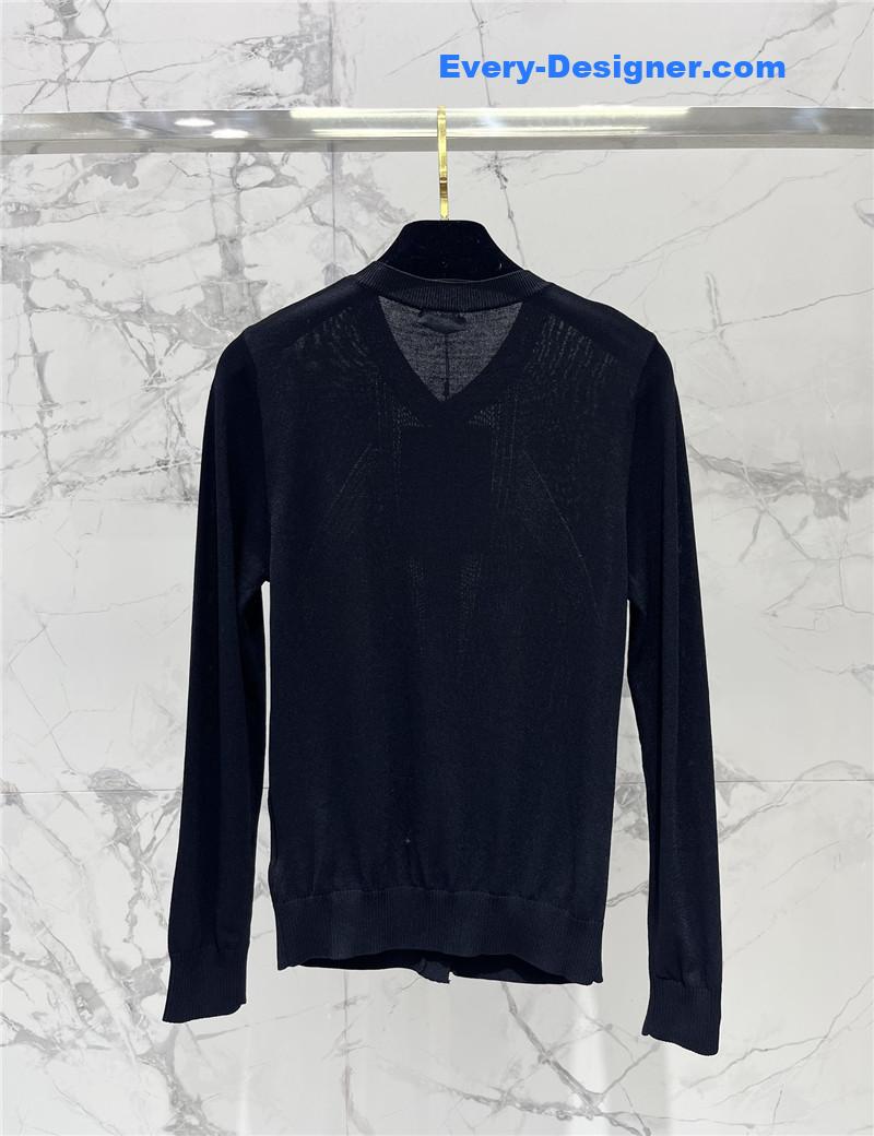 Ch**el hollow knit crew neck cardigan replica d&g clothing