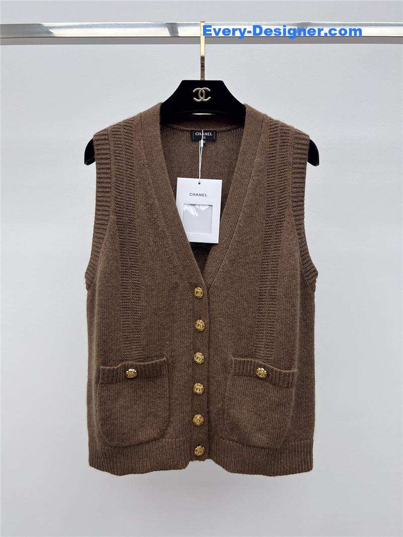 Ch**el crystal button wool vest replica d&g clothing
