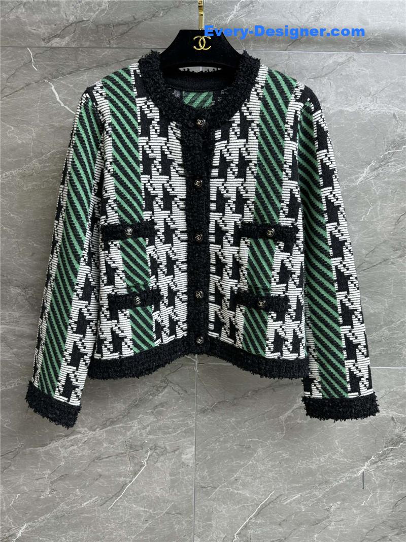 Ch**el houndstooth cardigan replica designer clothes
