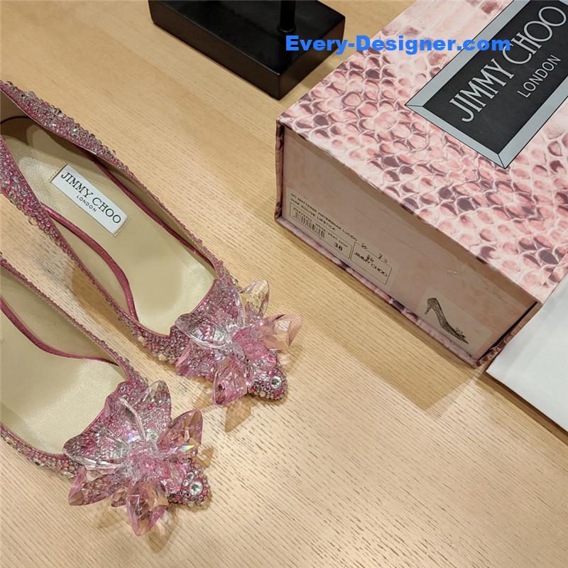 J1m*y Ch00 crystal covered rose mix pointy toe pumps