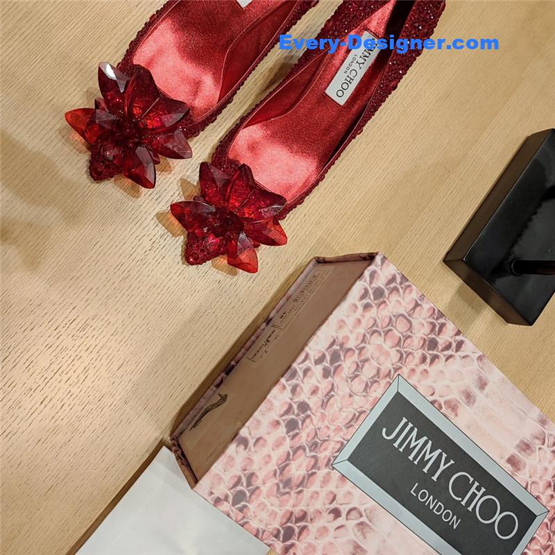 J1m*y Ch00 red crystal-covered pointy toe pumps